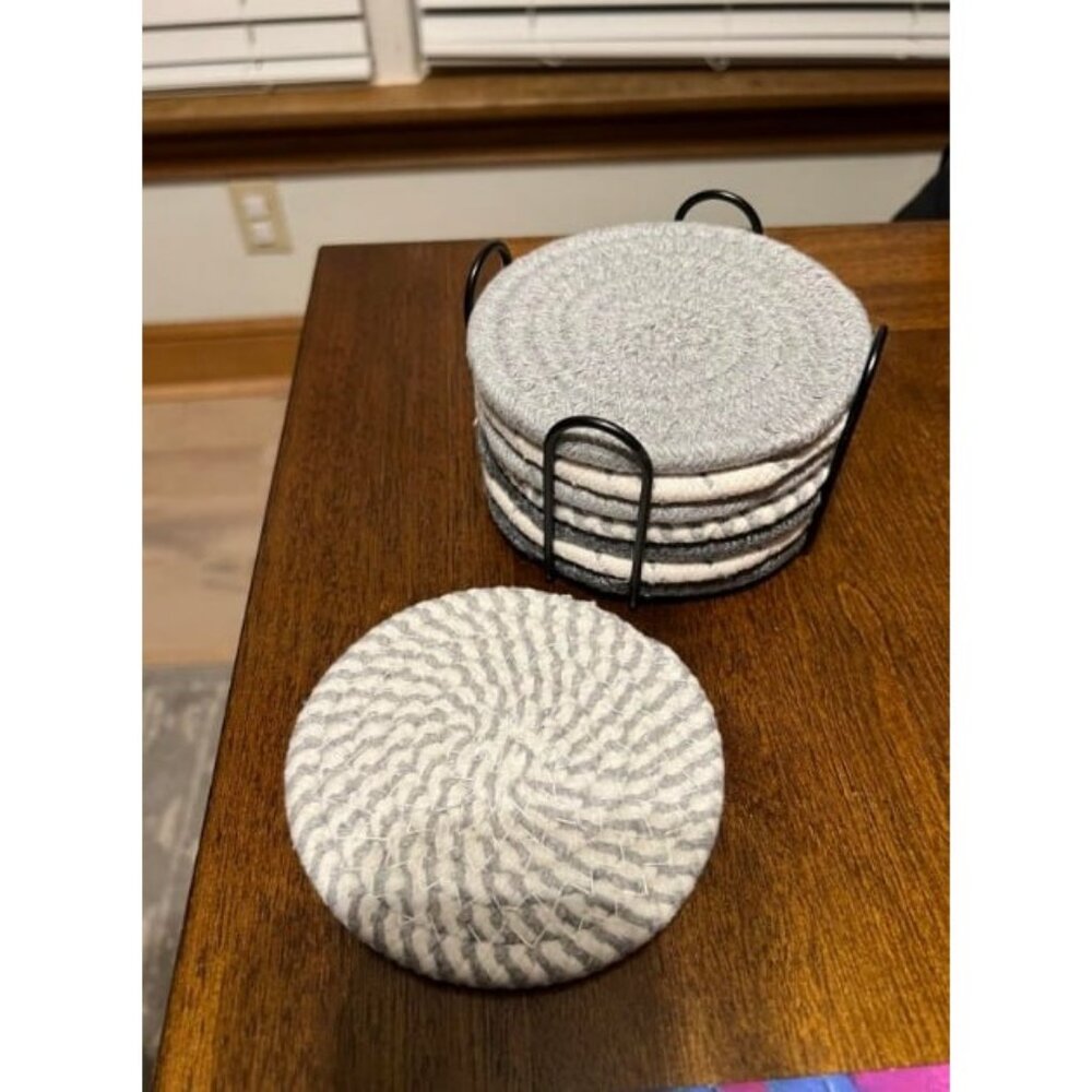8 Pcs Drink Coasters with Holder 4 Colors Absorbent Coasters for Drinks